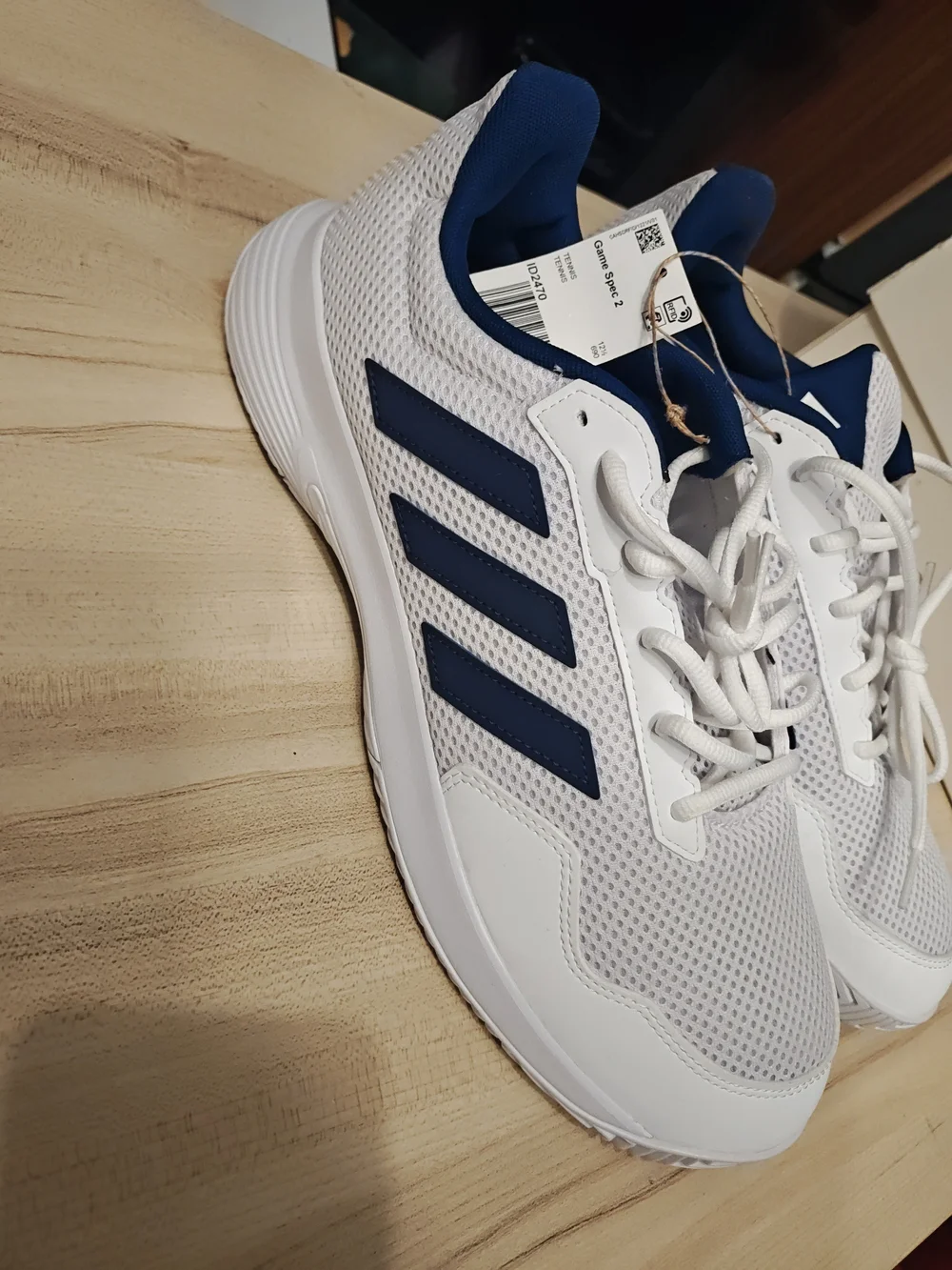 adidas White and Navy Low-Top Mesh Sneakers 13